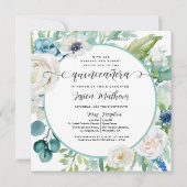 Elegantes Aqua und türkisfarbenes Aquamarines Blum Einladung (Vorderseite)