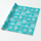 Elegantes Aqua Winter Schneeflocken Muster Geschenkpapier (Ungerollt)