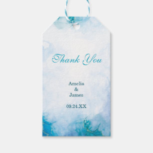 Elegantes Aquablau abstrakt Aquarell Danke Geschenkanhänger