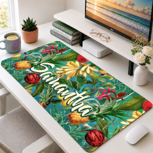 Elegantes aquablaues botanisches tropisches Frucht Schreibtischunterlage