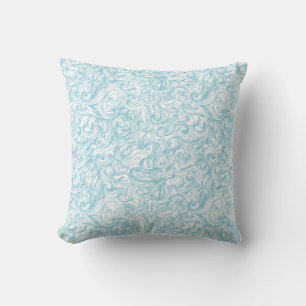 Elegantes aquablaues Wirbel-Ornamentmuster Kissen