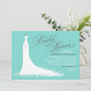 Elegantes aquafarbenes Brautkleid-Hochzeitsbrause Einladung
