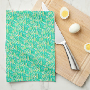 Elegantes Aquamarin-Aquarell-Blütenblatt Geschirrtuch