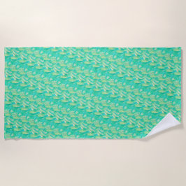 Elegantes Aquamarin-Aquarell-Blütenblatt Strandtuch