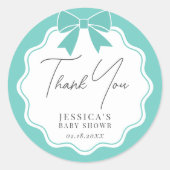 Elegantes Aquamarin Blue Bow Brautparty Vielen Dan Runder Aufkleber (Vorderseite)