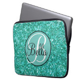 Elegantes, Aquamarin funkelndes Glitzer-Muster-Mon Laptopschutzhülle (Vorderseite Links)