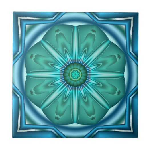 Elegantes Aquamarin geometrisches Bad Tile Fliese (Vorderseite)