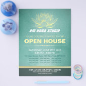 Elegantes Aquamarin & Gold Lotus YOGA Studio Open Flyer (Einzeln)