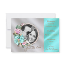 Elegantes Aquamarin-Gold-Silber-Foto Save the Date