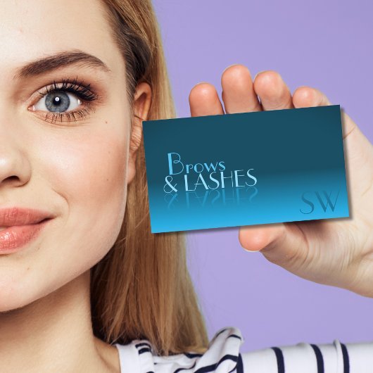 Elegantes Aquamarin Gradient Mirror Schriftart Cla Visitenkarte