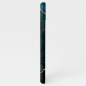 Elegantes Aquamarin Marble Agate Geode Gold Monogr iPhone Hülle (Rechte Seite)