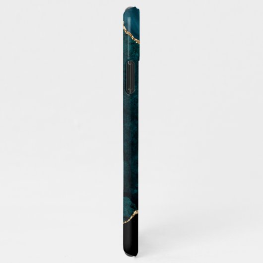 Elegantes Aquamarin Marble Agate Geode Gold Monogr iPhone Hülle (Rechte Seite)