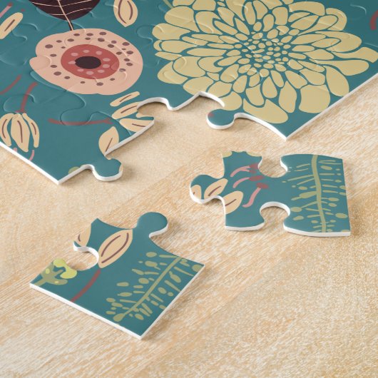 Elegantes Aquamarin rosa Blumenmuster Puzzle (Seite)