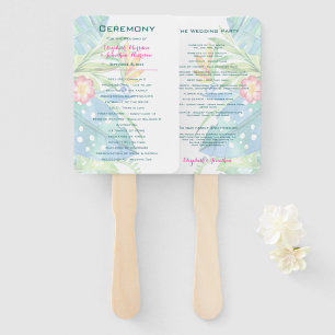 Elegantes Aquamarin-rosa-Hochzeitsprogramm mit tro Fächer