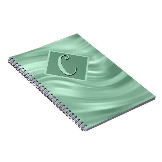 Elegantes Aquamarin Swirl Monogram Modernst Notizblock (Rechte Seite)