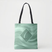 Elegantes Aquamarin Swirl Monogram Modernst Tasche (Vorderseite)