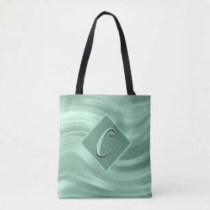 Elegantes Aquamarin Swirl Monogram Modernst Tasche