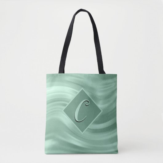 Elegantes Aquamarin Swirl Monogram Modernst Tasche (Vorderseite)