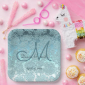 Elegantes Aquamarin-Türkisfarbenes Hochzeitsempfan Pappteller (Party)