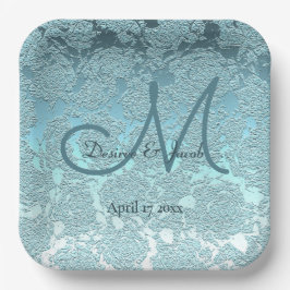 Elegantes Aquamarin-Türkisfarbenes Hochzeitsempfan Pappteller