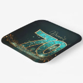 Elegantes Aquamarin- und Goldglas 70. Geburtstag Pappteller (Gewinkelt)