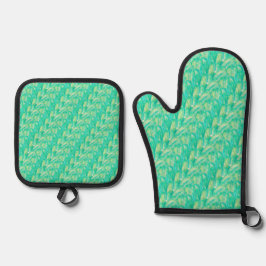 Elegantes Aquamarin-Wasserfarben-Blütenblatt Ofenhandschuh & Topflappen-Set