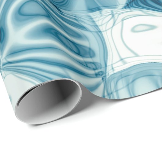 Elegantes Aquamarines, Abstraktes geometrisches Pr Geschenkpapier (Rolleneckpunkt)