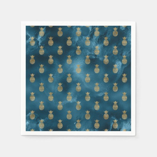 Elegantes Aquamarines Ananas-Satin Hübsch Serviette (Vorderseite)