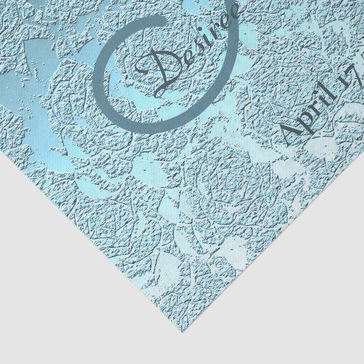 Elegantes Aquamarines Begrüßungsmonogramm Seidenpapier (Ausschnitt)