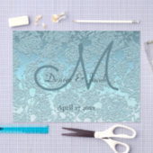 Elegantes Aquamarines Begrüßungsmonogramm Seidenpapier (Handwerk)