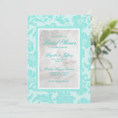 Elegantes, aquamarines, benutzerdefiniertes Brautp Einladung (Stehend Vorderseite)