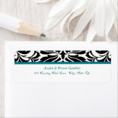Elegantes Aquamarines Black Damask-Hochzeitsplatz (Insitu)