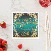 Elegantes Aquamarines Blau und Gold Weihnachten Serviette (Beispiel)