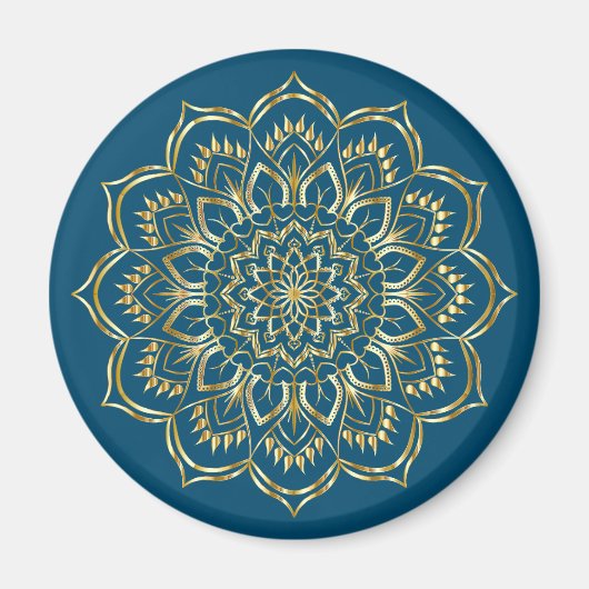 Elegantes, Aquamarines Blau- und Goldflorentmuster Magnet (Vorne)