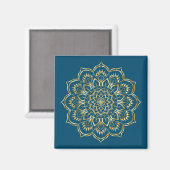 Elegantes, Aquamarines Blau- und Goldflorentmuster Magnet (Vorderseite/Rückseite)