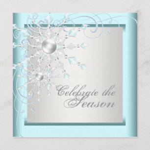 Elegantes Aquamarines blaues Schneeflocken Party Einladung