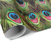 Elegantes Aquamarines blaues türkisfarbenes Pfauen Geschenkpapier (Rolleneckpunkt)