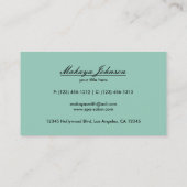 Elegantes aquamarines blaues und schwarzes visitenkarte (Rückseite)