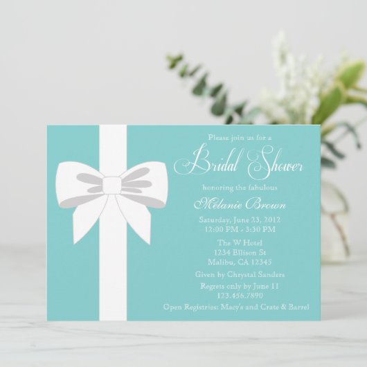 Elegantes aquamarines blaues weißes einladung (Stehend Vorderseite)