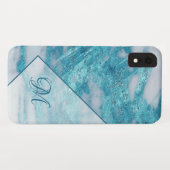 Elegantes Aquamarines Bling-Glitzer-Bling-Geometri Case-Mate iPhone Hülle (Rückseite (Horizontal))