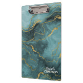 Elegantes Aquamarines Blue Agate Geode Marble Mono Klemmbrett (Links)