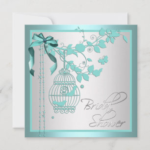 Elegantes Aquamarines Blue Birdcage-Brautparty Einladung