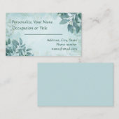 Elegantes Aquamarines Blue Foliage Nature Design S Visitenkarte (Vorne/Hinten)