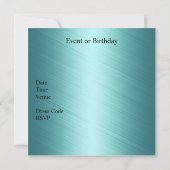 Elegantes Aquamarines Blue Gold Event-Party Einladung (Rückseite)