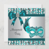 Elegantes Aquamarines Blue Leopard Masquerade Part Einladung (Vorderseite)