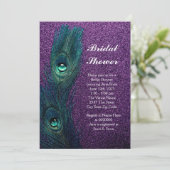 Elegantes Aquamarines Blue Lila Peacock-Brautparty Einladung (Stehend Vorderseite)