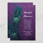Elegantes Aquamarines Blue Lila Peacock-Brautparty Einladung (Vorne/Hinten)