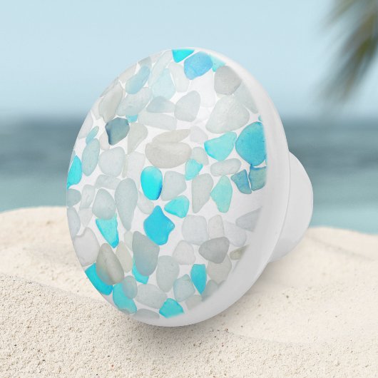 Elegantes Aquamarines Blue Ocean Sea Glass Abstrac Keramikknauf