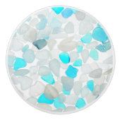 Elegantes Aquamarines Blue Ocean Sea Glass Abstrac Keramikknauf (Vorderseite)