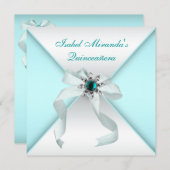 Elegantes Aquamarines Blue Quinceanera Party Einladung (Vorne/Hinten)